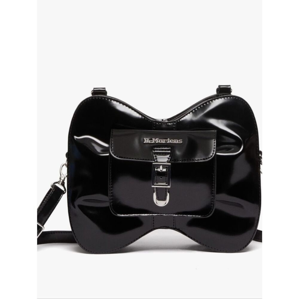 Dr. Martens Vegan Leather Bow Shaped Crossbody Bag- Black Oxford Rub Off